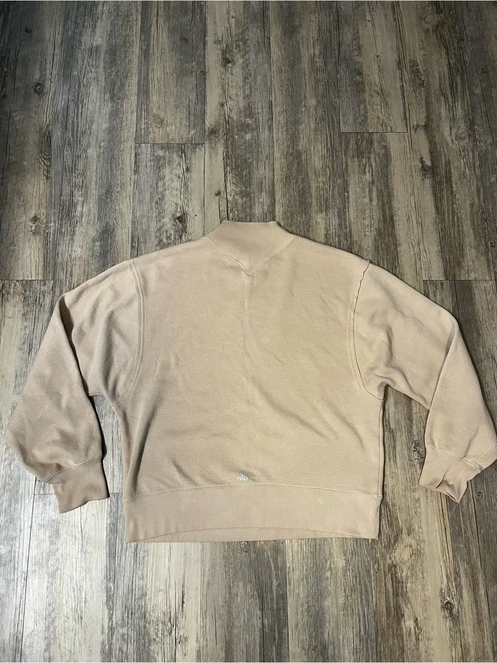 Alo Yoga Freestyle Sweater Mock Neck Beige Size Small Casual Travel Lounge